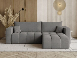 Ecksofa L-Form mit Schlaffunktion und Bettkasten Neva Dunkelgrau