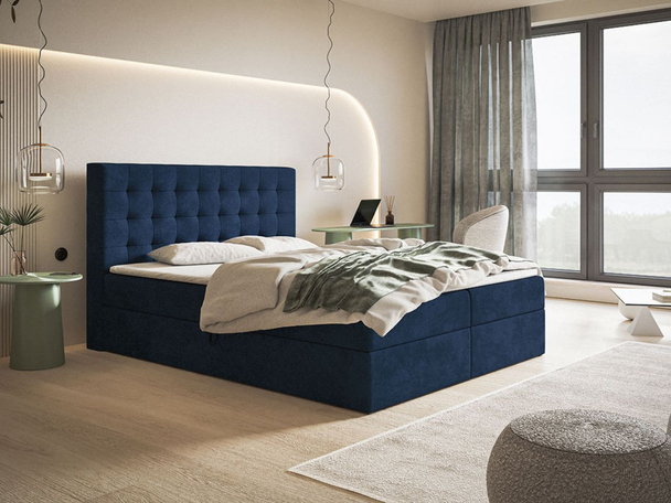 Boxspringbett mit Bettkasten 120x200 Denza Dunkelblau