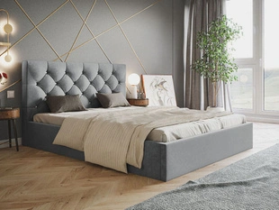 Polsterbett mit Bettkasten und Lattenrost 140x200 Selva Hellgrau