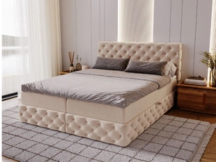 Boxspringbett mit Bettkasten 180x200 Canolo Beige
