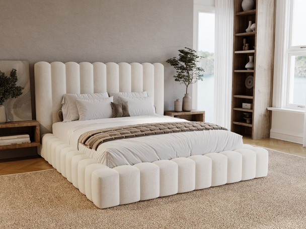 Polsterbett mit Bettkasten und Lattenrost 160x200 Rotto Beige