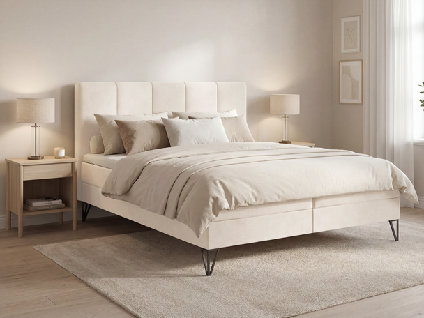 Boxspringbett mit Bettkasten 140x200 Vendi cremig