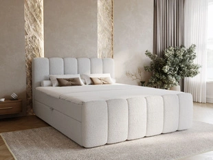Boxspringbett mit Bettkasten 180x200 Bouclé-Stoff Cloud Grau