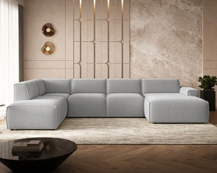 Wohnlandschaft Links Belluno Bouclé-Stoff Grijs