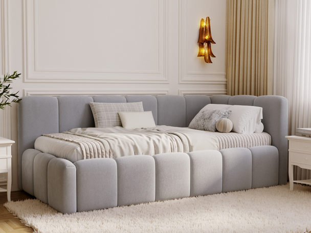 Jugendbett Einzelbett mit Bettkasten und Lattenrost 90x200 Cloud One Grau