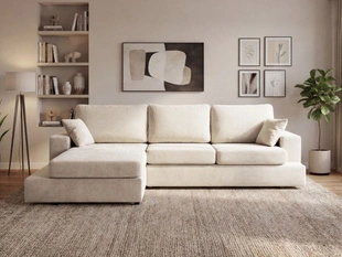 Ecksofa L-Form fürs Wohnzimmer Nesto Links Creme
