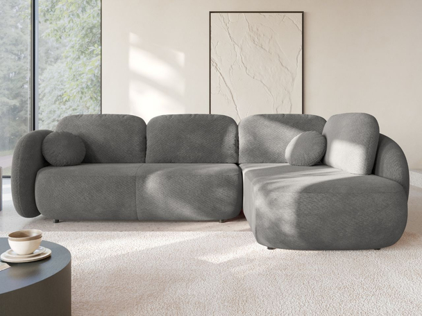 Ecksofa mit Schlaffunktion und Bettkasten Rechts Carino Grau