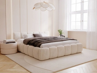 Polsterbett mit Bettkasten und Lattenrost 200x200 Cloud Low Beige