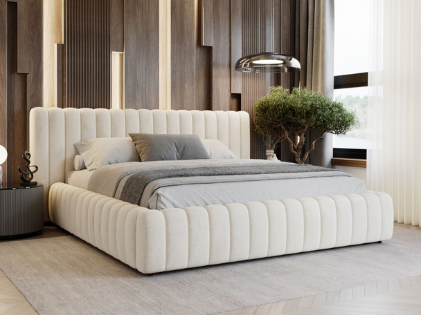 Polsterbett mit Bettkasten und Lattenrost 140x200 Bliss Beige