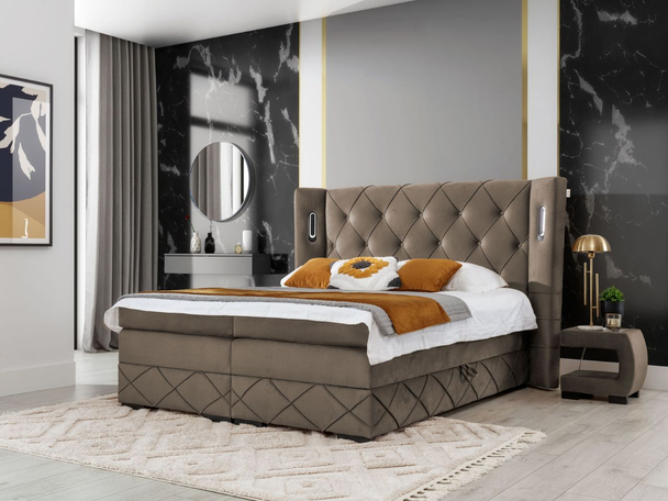 Boxspringbett mit Bettkasten 160x200 Neria Lux Braun