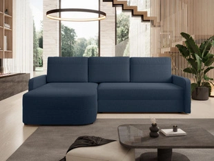Ecksofa L-Form mit Schlaffunktion und Bettkasten Arvento Dunkelblau