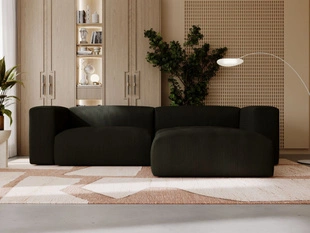 Ecksofa L-Form Rechts Moderne Cord Ecksofa Landi Schwarz