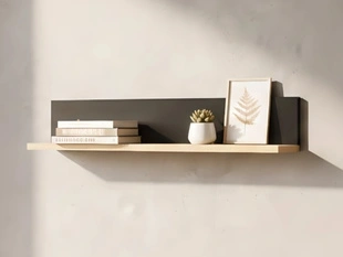 Langes Hängeregal 90 cm für das Wohnzimmer Lavore Wotan Eiche, Schwarz matt