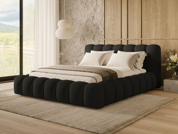 Polsterbett mit Bettkasten und Lattenrost 180x200 Averia Schwarz