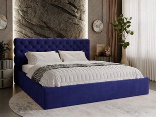 Polsterbett mit Bettkasten und Lattenrost 200x200 Apollo Blau