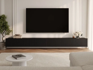 TV-Lowboard mit Türen 300 cm Kioto Schwarz matt