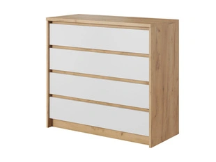 Kommode mit 4 Schubladen Baffi  Gold Craft Eiche, Weiß