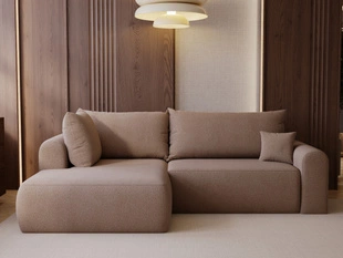 Ecksofa L-Form mit Schlaffunktion und Bettkasten Savana Bis Braun
