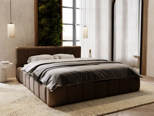 Polsterbett mit Bettkasten und Lattenrost 140x200 Split Braun