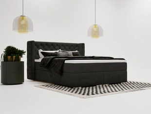 Boxspringbett mit Bettkasten 180x200 Lion Schwarz