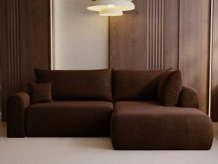 Ecksofa L-Form mit Schlaffunktion und Bettkasten Savana Bis Braun