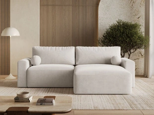 Ecksofa L-Form mit Schlaffunktion und Bettkasten Aurora Hellbeige