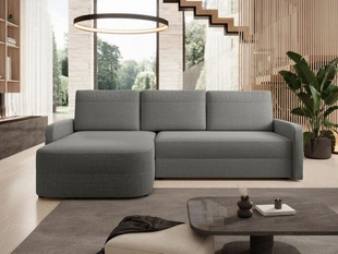 Ecksofa L-Form mit Schlaffunktion und Bettkasten Arvento Grau