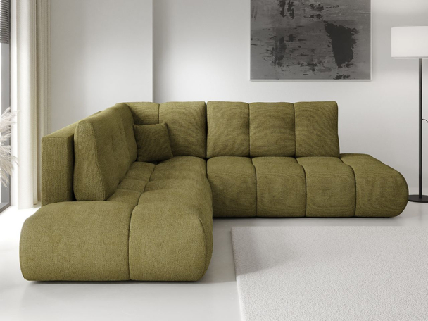 Ecksofa mit Schlaffunktion und Bettkasten Links Kair Grün