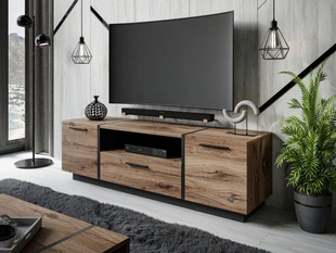 TV-Schrank im Loft-Stil mit Schränken und Schublade Lunelie Flagstaff-Eiche