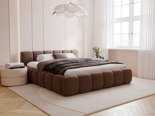 Polsterbett mit Bettkasten und Lattenrost 200x200 Cloud Low Braun