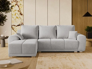 Ecksofa L-Form mit Schlaffunktion und Bettkasten Monti Links Grau