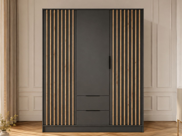 Kleiderschrank 155 cm Macron Graphite, Artisan Eiche