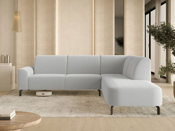 Ecksofa L-Form Rechts Regento Bouclé-Stoff Grau