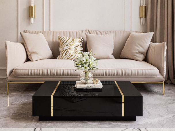 Couchtisch im Glamour-Stil Lunelie Schwarz Hochglanz
