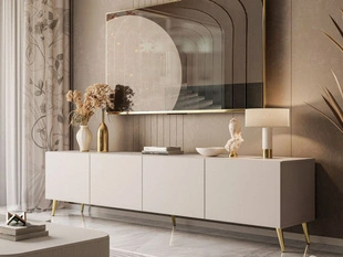 TV-Lowboard mit Türen auf Goldenen Metallbeinen 200 cm Nodoo Kaschmir