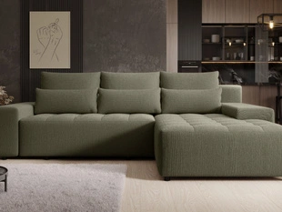 Ecksofa L-Form mit Schlaffunktion und Bettkasten Vento Dunkelgrün