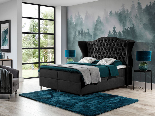 Boxspringbett mit Bettkasten 120x200 Kate Schwarz