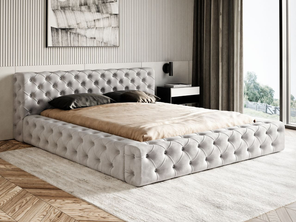 Polsterbett mit Bettkasten und Lattenrost 120x200 Palini Hellgrau
