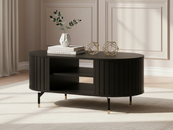 Couchtisch mit Stauraum Soria Schwarz mat