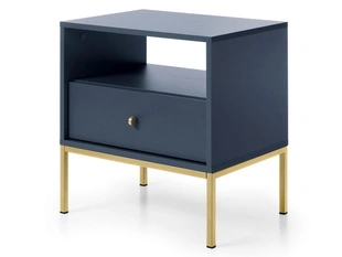 Nachttisch mit Schublade auf Golden Metallbeinen Amor Marineblau