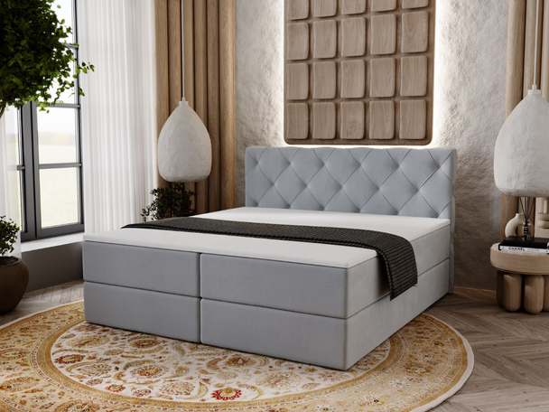 Boxspringbett mit Bettkasten 140x200 Napoli Grau