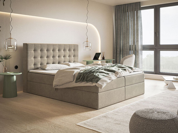 Boxspringbett mit Bettkasten 180x200 Denza Beige