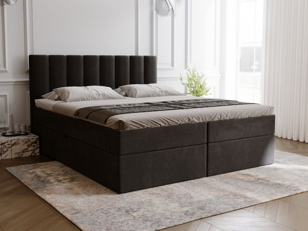Boxspringbett mit Bettkasten 160x200 Mocca Schwarz