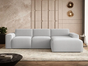 Ecksofa L-Form Rechts Lavia Bouclé-Stoff Grau
