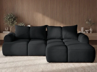 Ecksofa L-Form Rechts mit Schlaffunktion und Bettkasten Bonno Schwarz