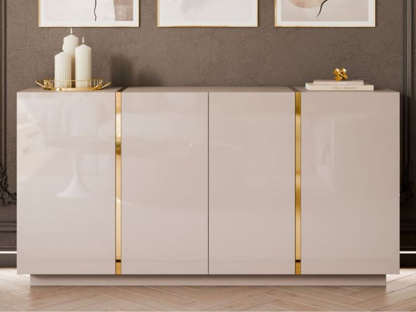 Viertürige Kommode 158 cm Glamour-Stil Lunelie Kaschmirglanz
