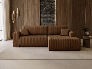 Ecksofa mit Schlaffunktion und Bettkasten Belvio rechts Braun