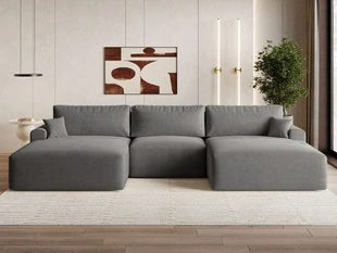 Wohnlandschaft mit Schlaffunktion und Bettkasten Serene Dunkelgrau
