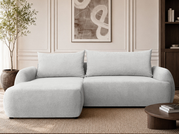 Ecksofa L-Form mit Schlaffunktion und Bettkasten Levio Grau