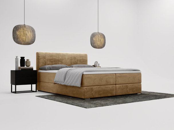 Boxspringbett mit Bettkasten 140x200 Forte Beige